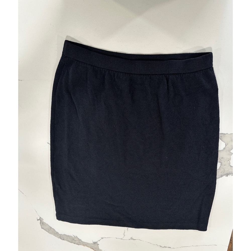 ST JOHN BASICS Knit Pencil Skirt Black Size‎ 12 Classic Business Casual